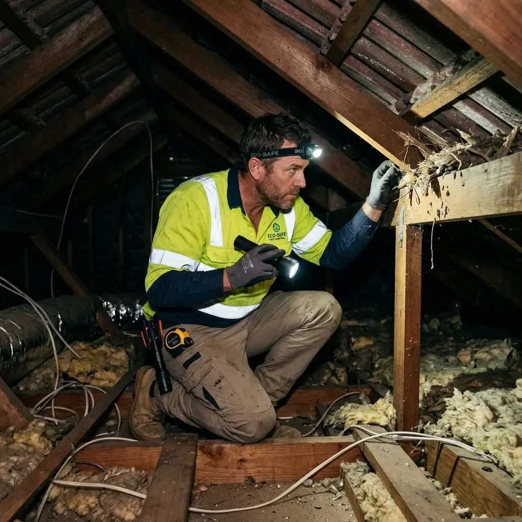 Technician using detection equipment to locate a dead rat inside a Ringwood wall cavity