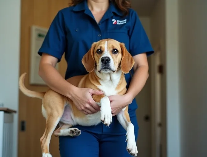 Technician respectfully transporting a deceased dog in Ringwood